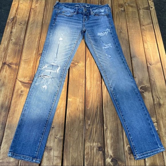 American Eagle Outfitters Women’s 0 Reg Stretch Distressed Ripped Skinny Jeans - Picture 1 of 10